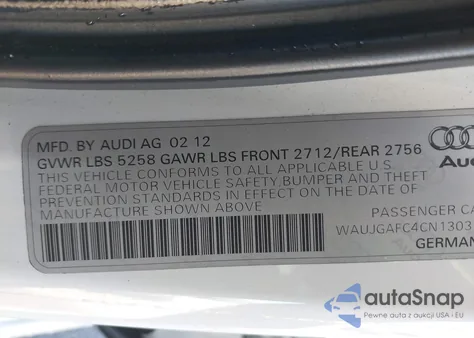 2012 Audi A6 3.0 Premium from USA, damaged, VIN WAUJGAFC4CN130357